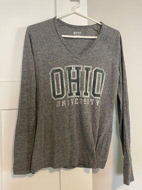 Gear For Sports Gray Ohio University Long Sleeve V-Neck Tee